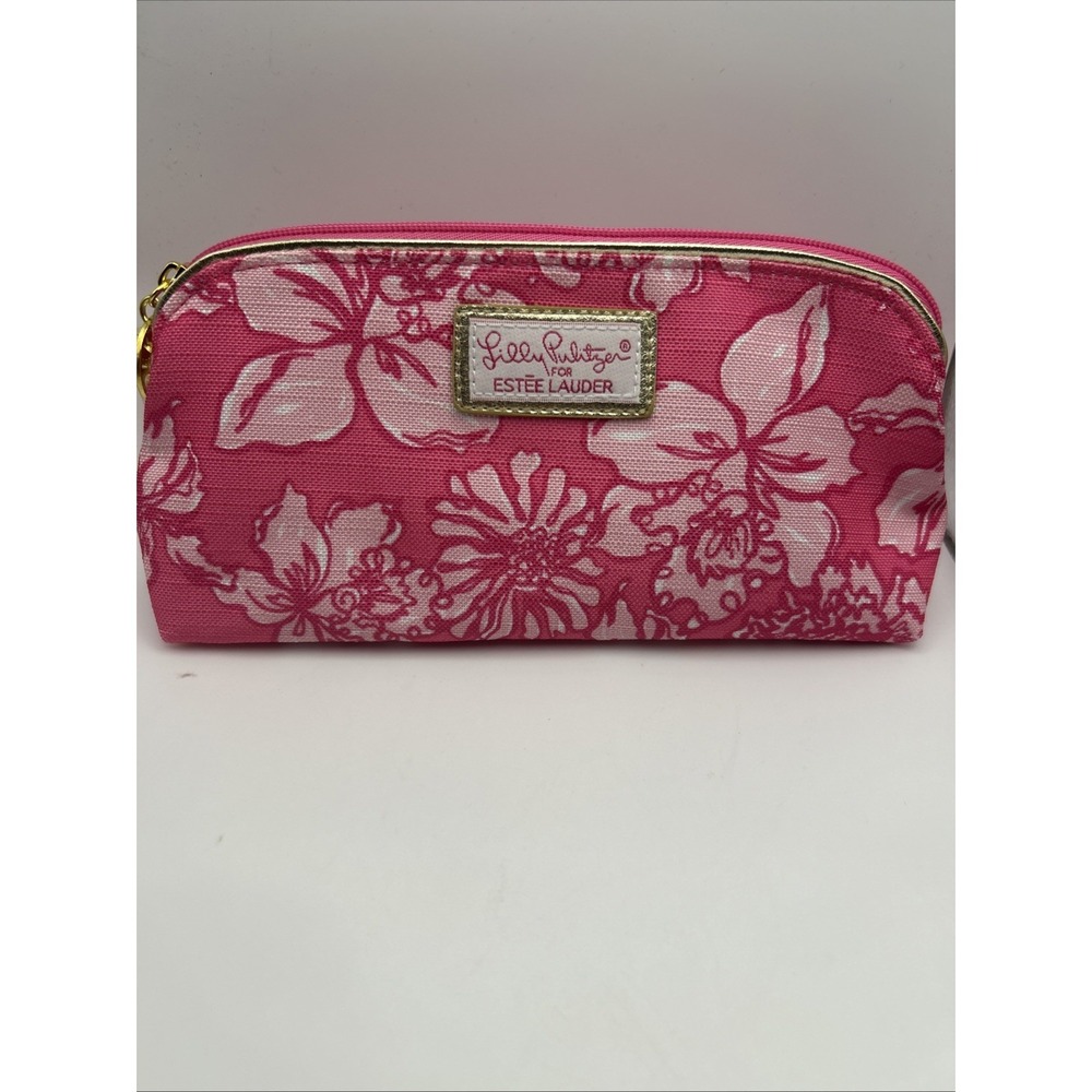 Lilly Pulitzer for Estee Lauder Makeup Bag Cosmetic Pouch Zip Top Pink Floral